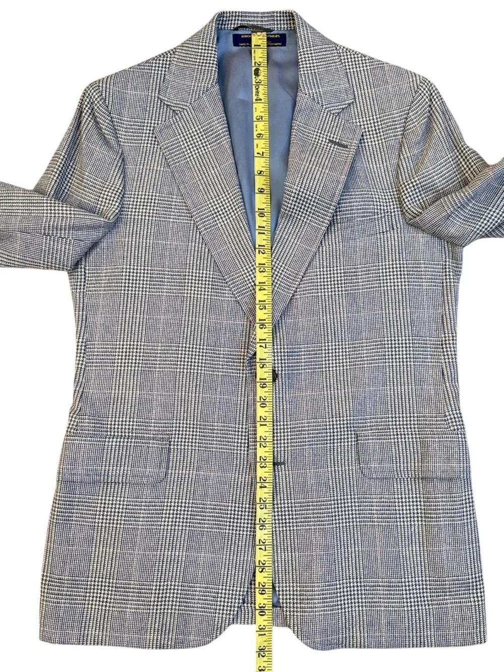 Vintage 70s Brooks Brothers USA Silk Wool Glen Plaid Houndstooth Blazer Coat 40R